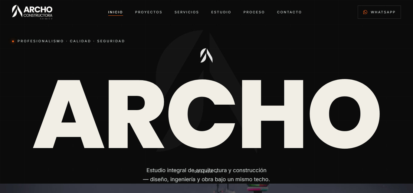 Captura del sitio de ARCHO, desarrollado en Connect Marketing